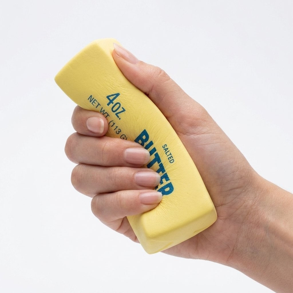 Hand squeezing Classic Butter Block Squishy